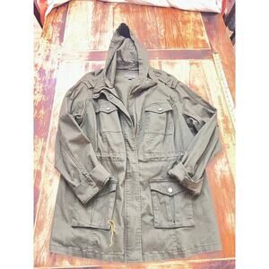 Market and Spruce Women's Green Drawstring Army Military Chore Coat Size 1X